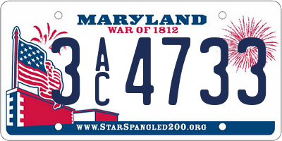MD license plate 3AC4733