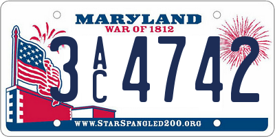 MD license plate 3AC4742