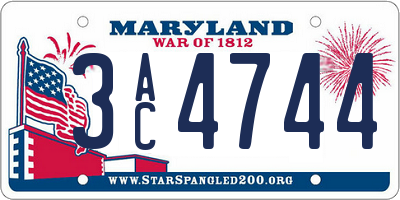 MD license plate 3AC4744