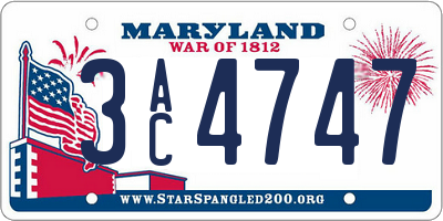 MD license plate 3AC4747
