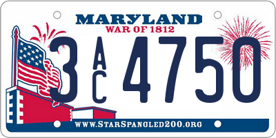 MD license plate 3AC4750