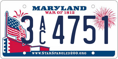 MD license plate 3AC4751