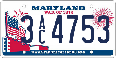 MD license plate 3AC4753