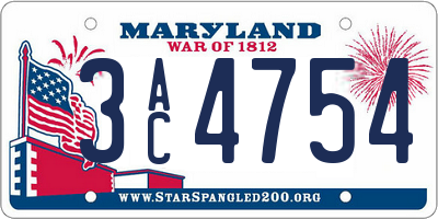 MD license plate 3AC4754