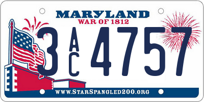 MD license plate 3AC4757