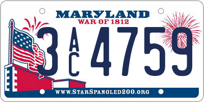 MD license plate 3AC4759