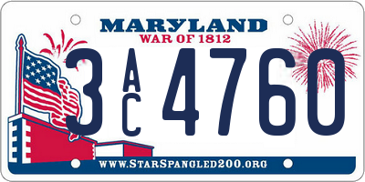 MD license plate 3AC4760