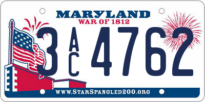 MD license plate 3AC4762