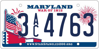 MD license plate 3AC4763