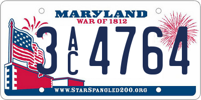 MD license plate 3AC4764