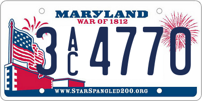 MD license plate 3AC4770