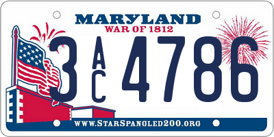 MD license plate 3AC4786