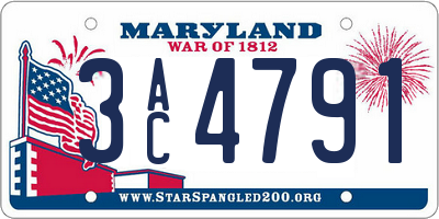 MD license plate 3AC4791
