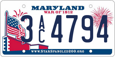 MD license plate 3AC4794