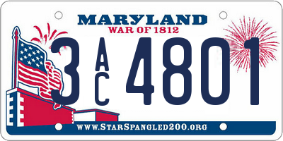 MD license plate 3AC4801