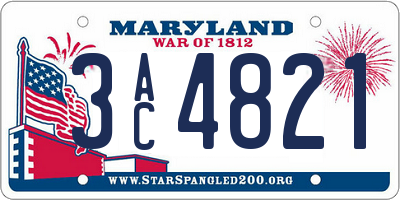 MD license plate 3AC4821