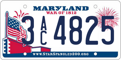 MD license plate 3AC4825