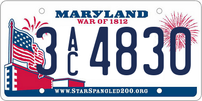 MD license plate 3AC4830