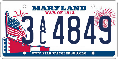 MD license plate 3AC4849
