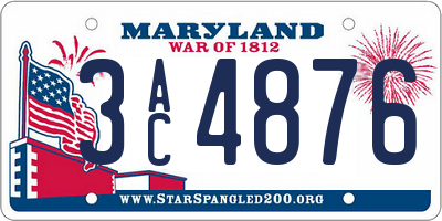 MD license plate 3AC4876
