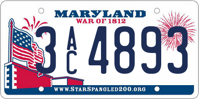 MD license plate 3AC4893