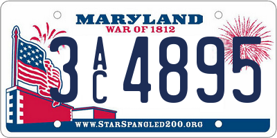 MD license plate 3AC4895