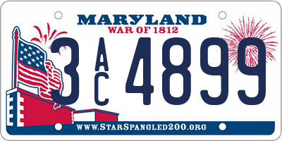 MD license plate 3AC4899
