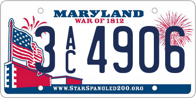 MD license plate 3AC4906