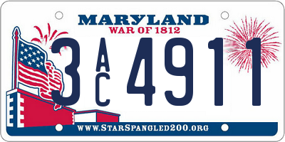 MD license plate 3AC4911