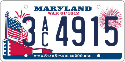 MD license plate 3AC4915