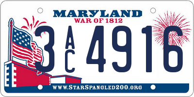 MD license plate 3AC4916