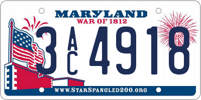 MD license plate 3AC4918