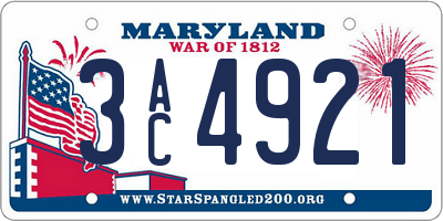 MD license plate 3AC4921
