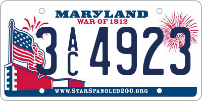 MD license plate 3AC4923