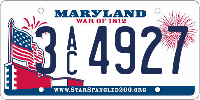 MD license plate 3AC4927