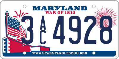 MD license plate 3AC4928