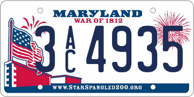 MD license plate 3AC4935