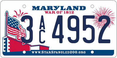 MD license plate 3AC4952