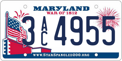MD license plate 3AC4955