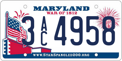 MD license plate 3AC4958