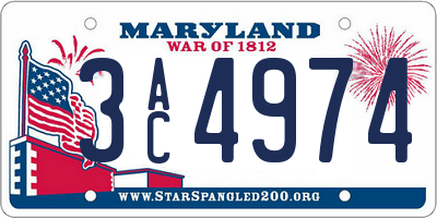 MD license plate 3AC4974