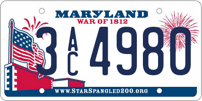 MD license plate 3AC4980