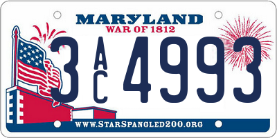 MD license plate 3AC4993