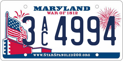 MD license plate 3AC4994