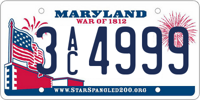 MD license plate 3AC4999