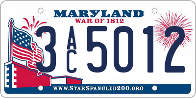 MD license plate 3AC5012
