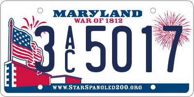 MD license plate 3AC5017