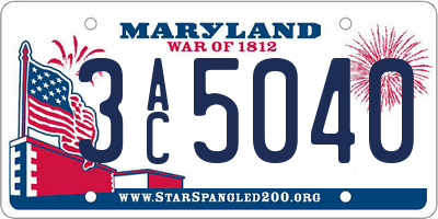 MD license plate 3AC5040