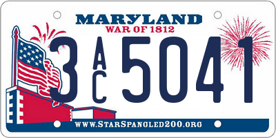 MD license plate 3AC5041