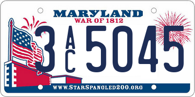 MD license plate 3AC5045